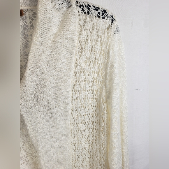 Belldini Ivory Long Sleeve Open Front Cardigan Sz L - Picture 6 of 8